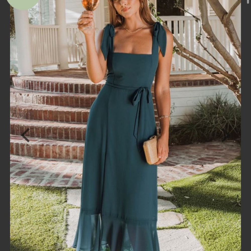 Show Me Your Mumu Claire Midi Dress ~ Emerald Chiffon size xs